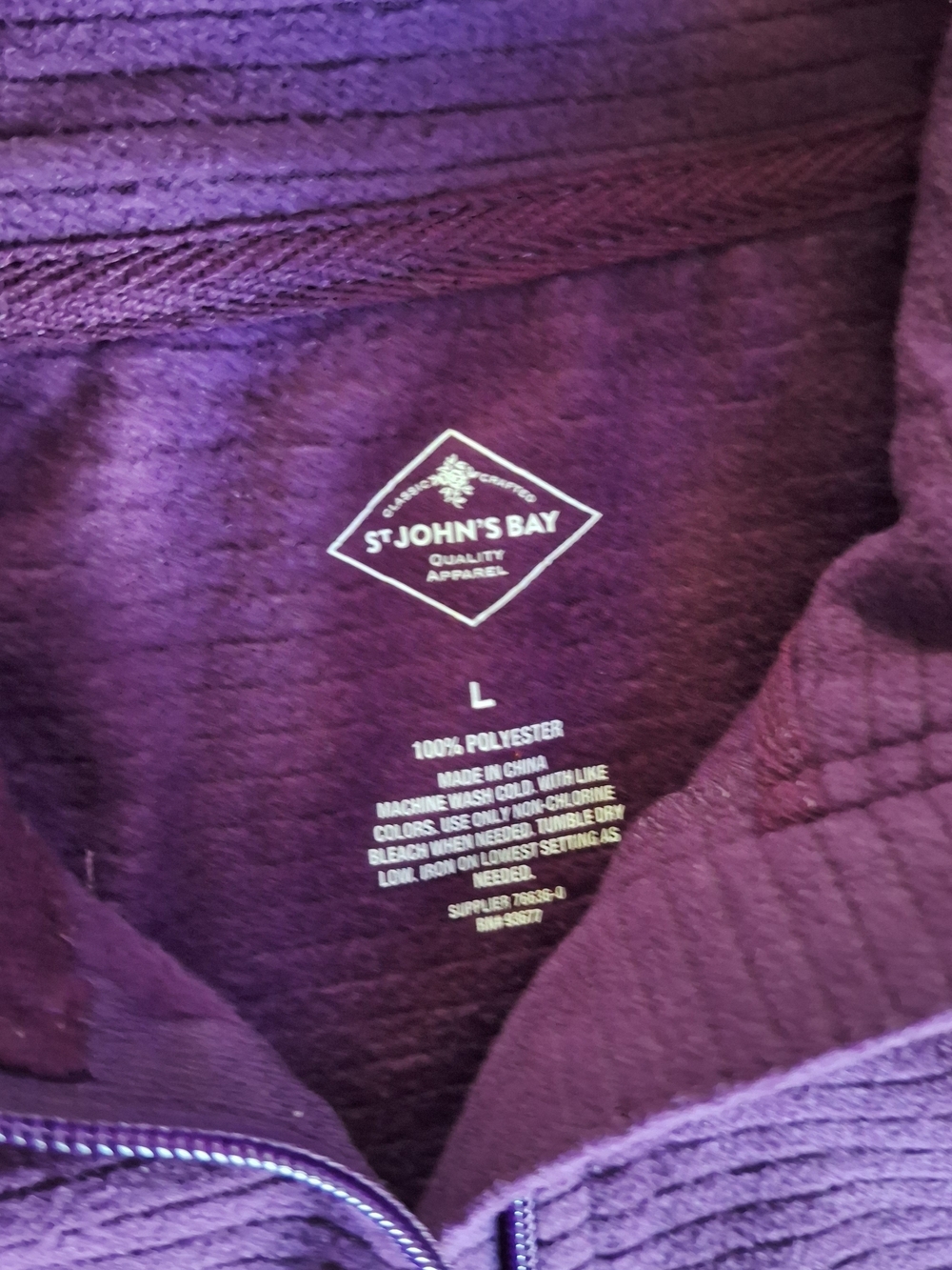 St. John's Bay Purple Quarter-Zip Pullover Sweater - Picture 3 of 5